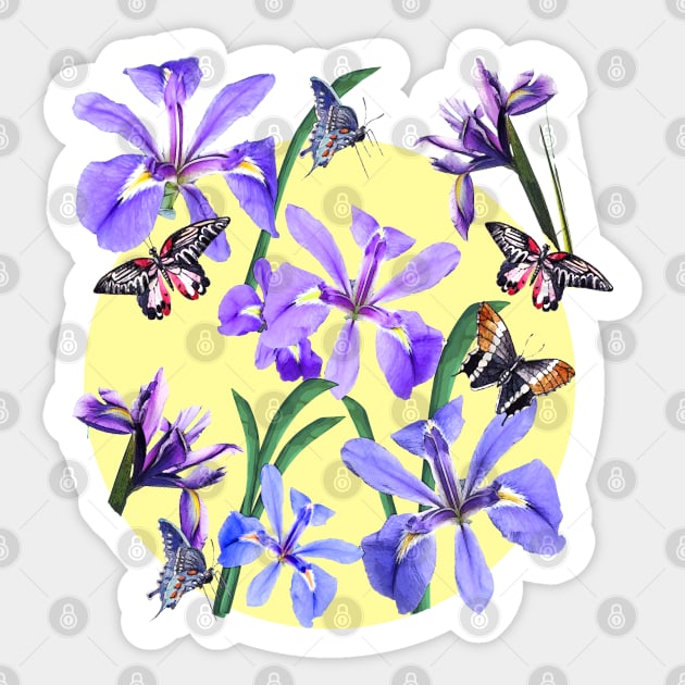 Irises and Butterflies Sticker by RoxanneG
